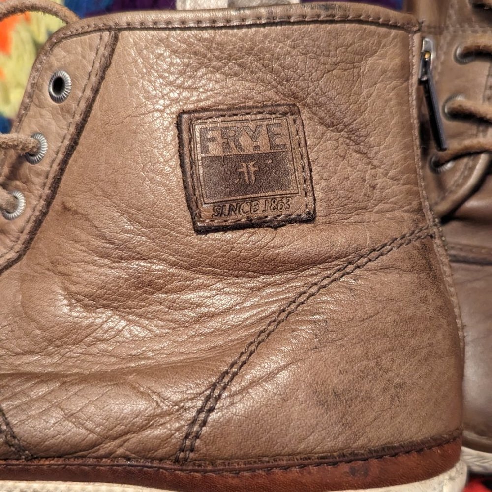 Frye Greene Leather Back-Zip High-Top Sneakers W9 - Picture 6 of 7